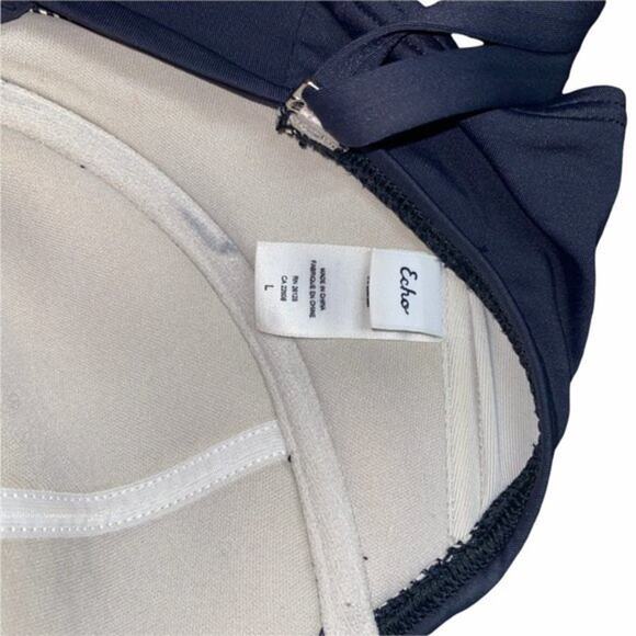 Echo Solid Black Tie Back Bikini Swim Top Women's Size Large - Picture 9 of 11